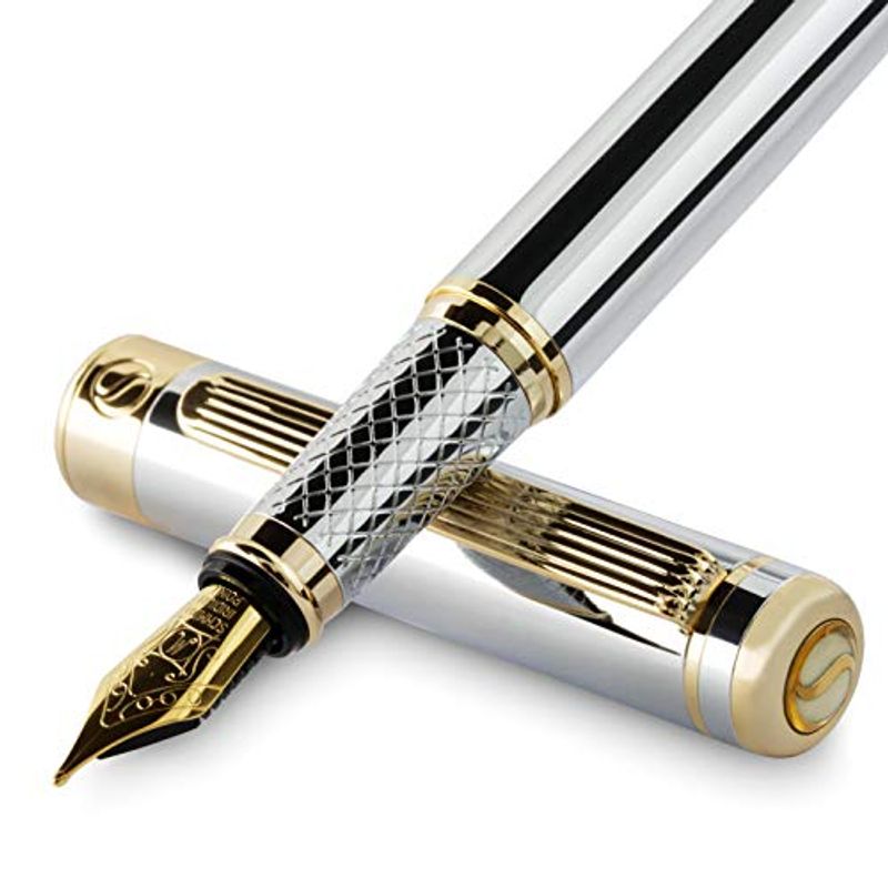 【日本未発売】 万年筆 プレミアム 最高級 (シルバークローム) 金メッキペン 18K Schmidt 24K金仕上げ 魅力的な美しさ 筆記具