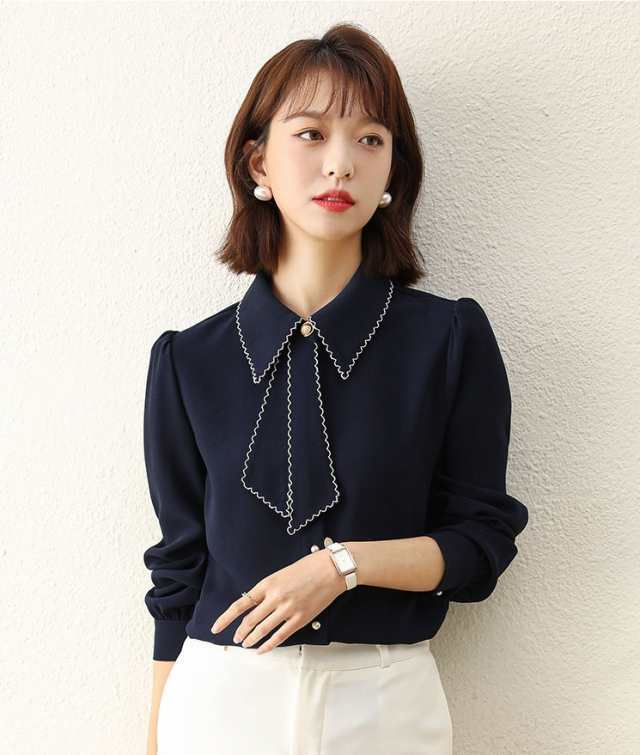 【2025新作入荷】トップス ブラウス 袖あり 長袖 ポロ襟 大人可愛い きれいめ シンプル カジュアル 大人 上品 おしゃれ かっこいい レトロ 大人可愛い 大人女子 こなれ感 無地 春 入学式 入