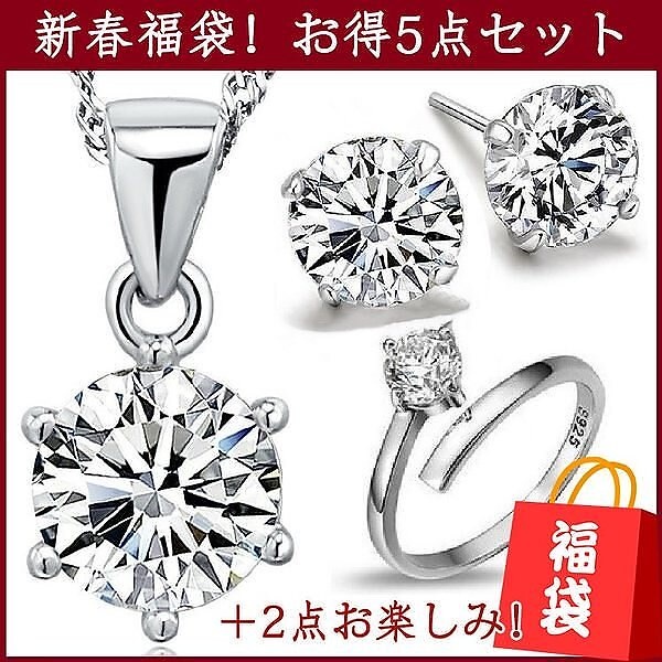 福袋 レディース 5点セット ネックレス ピアス 指輪 プラス2点お楽しみ 初売り 2019新春福袋 ジュエリー 人気 10,000円