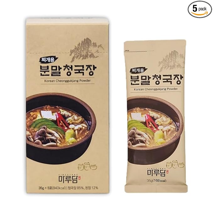 韓国産 伝統テンジャン味噌パウダー（25g×5本）, 濃厚な大豆の風味のチョングクジャン パウダー (35gx5本）, スティックタイプ, 携帯便利・簡単使用・旅行や一人暮らしにも