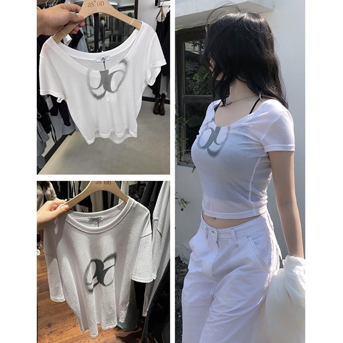 HALF SEE-THROUGH Tシャツ・カットソー [ホワイト] 5,704円