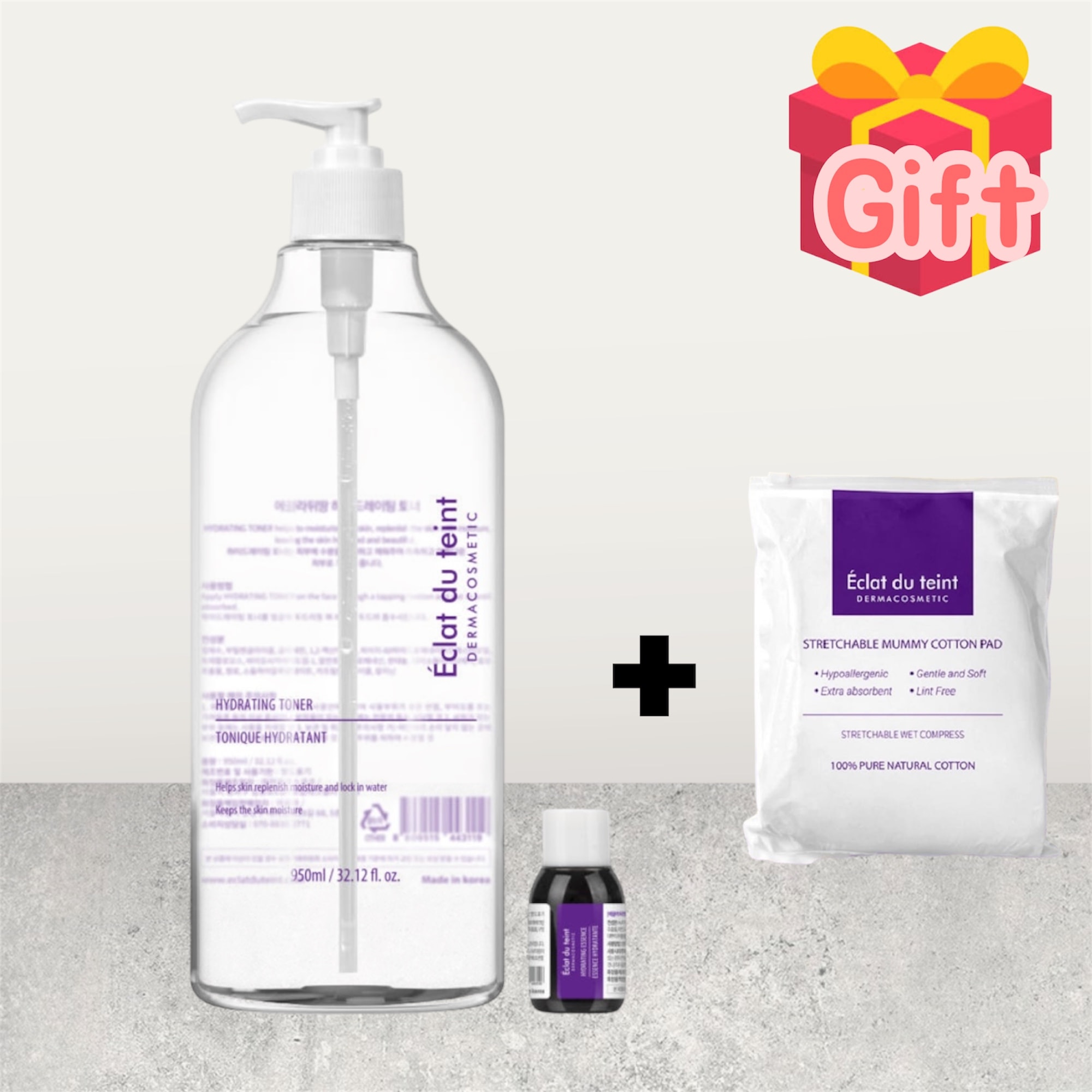 Éclat du teint Hydrating Toner & Essence Set 950ml＋30mlProbioticsHigh Moistureマミーパッド200枚付