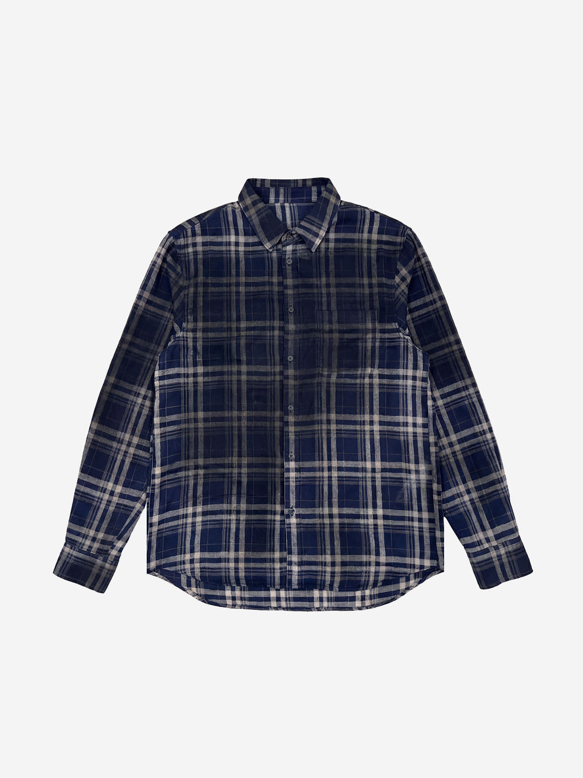 【BLR】26SS Vintage Faded Check Shirt Dark Navy