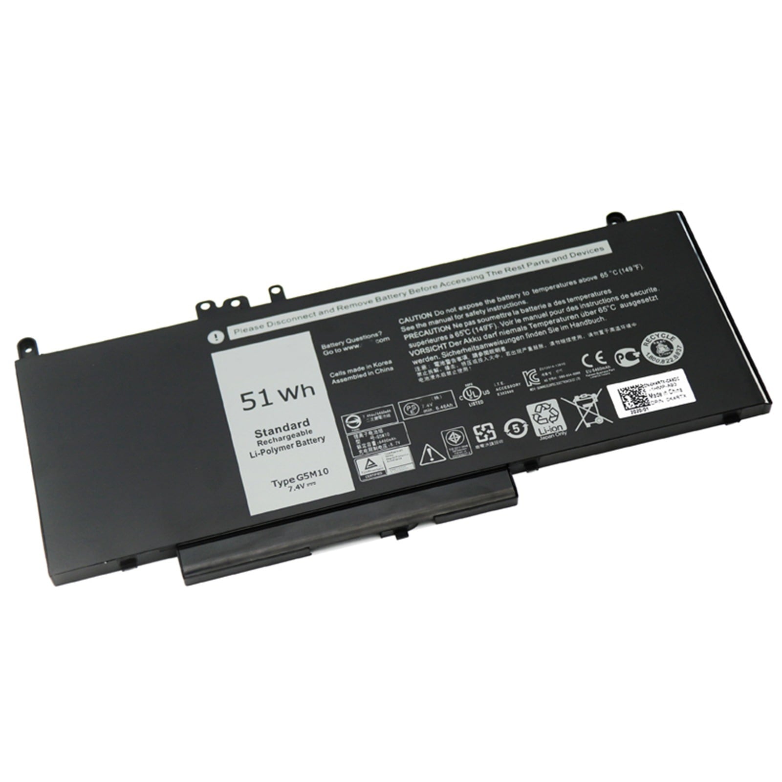 G5M10 電池・DELLノートパソコン互換 51Wh ELL E5250 E5450 E5550 E5270 E5470 G5M10 交換用のバッテリー dc909-A759