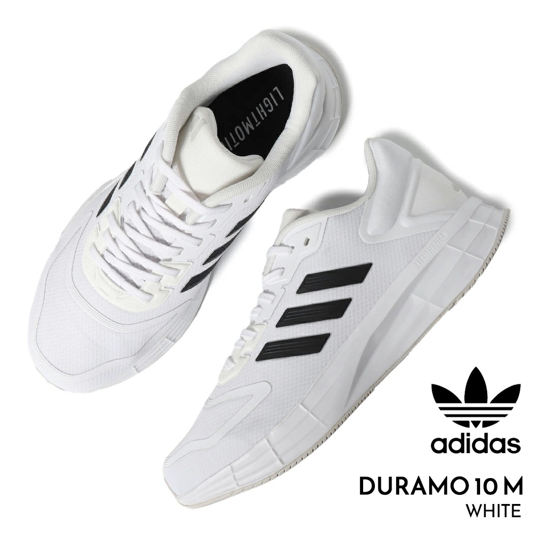 adidas アディダス デュラモ スニーカー DURAMO 10 M WHITE ( 白 ホワイト ブラック 黒 ランニングシューズ トレーニングシューズ メンズ GW8348 )