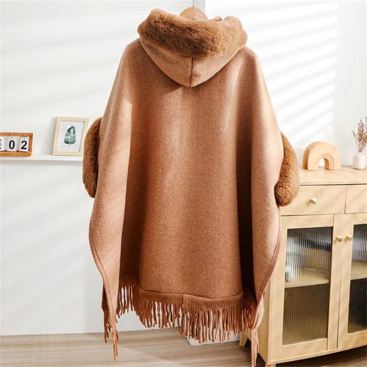 激安セール ポンチョ タートルネック フード付き ゆったりする 快適である ニットストール マント コート カジュアル 暖かい 生放送 厚手