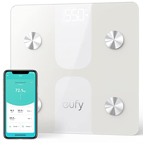 Anker Eufy (ユーフィ) Smart Scale C1（体重体組成計）【アプリ対応 / Fitbit連携 / 体脂肪率 / BMI / 基礎代謝量 / 水分量 / 体脂肪量 / 骨量 / 内