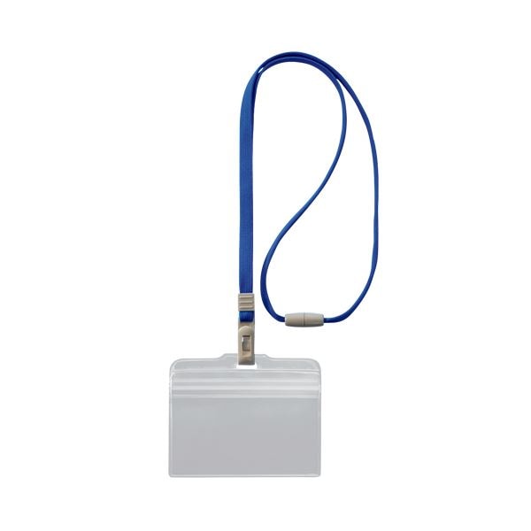 （まとめ） ライオン事務器 つりさげチャック式名札ヨコ型 ソフトタイプ 平ひも ブルー N-77CR 1個 (×30セット)その他