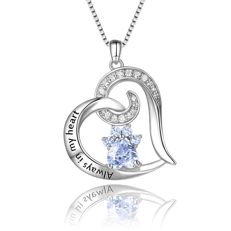 [BYFDIY] ネックレス 誕生石 レディース ハート プレゼント ギフト 金属アレルギー対応 ペンダント人気 シルバー Always in My Heart 誕生日 プレゼント 最高級 ジルコニア