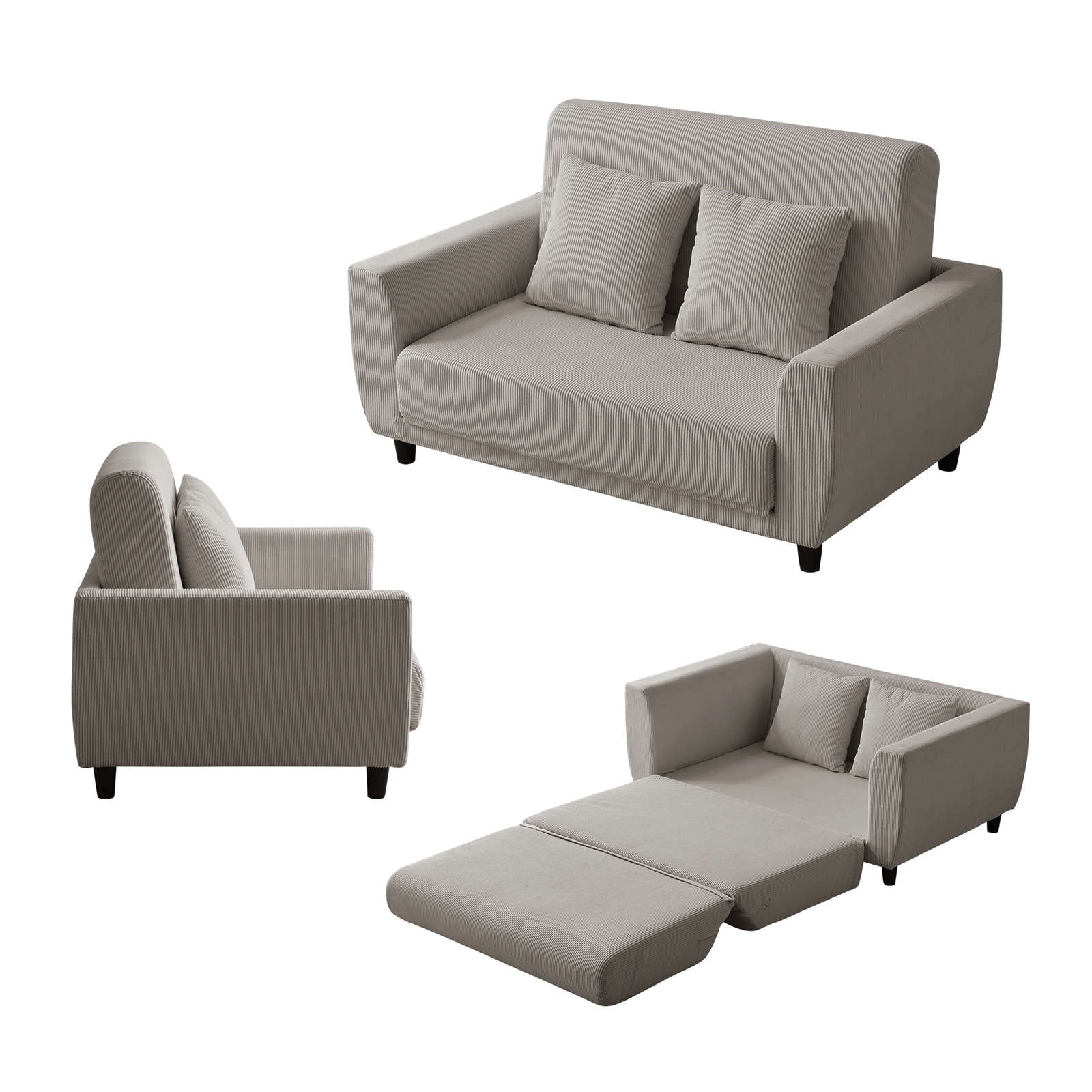 【日本国内出荷-3日で配達】ソファーベッド 2人掛け ソファベッド 3way 折りたたみ コンパクト 抱き枕付き 圧力分散 線模様 取付可能な脚 韓国版 ファッション DJYC274