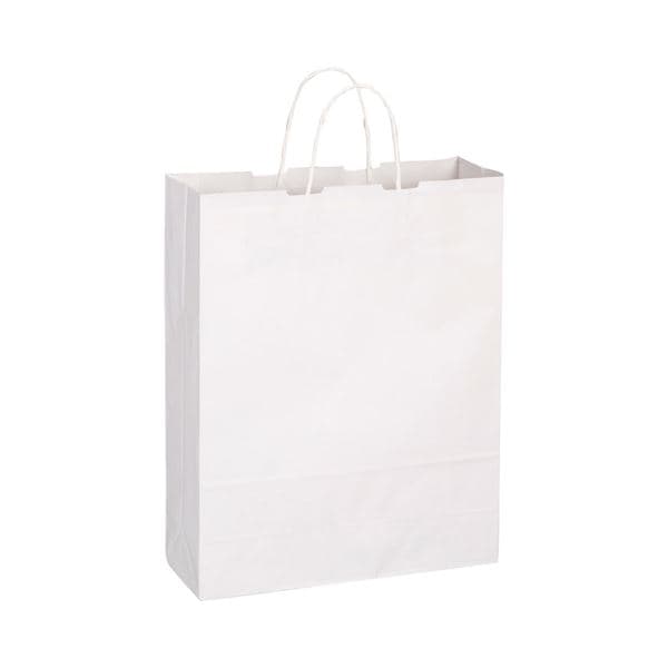 （まとめ） TANOSEE 手提袋 丸紐 大 ヨコ320×タテ400×マチ幅115mm 白無地 1パック（50枚） (×4セット)