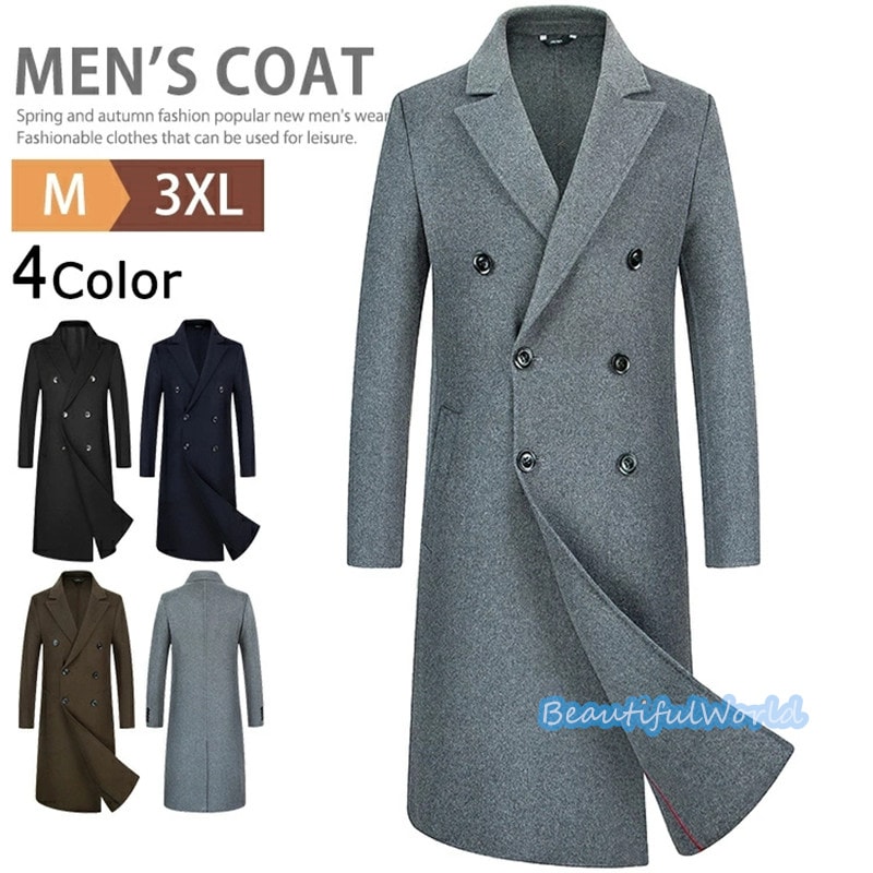 チェスターコート メンズ カシミヤコート ウールコート 　ミドルコート ロングコート ビジネスコート無地 冬服アウター 　紳士服 防寒 保温 秋冬 暖かいN5