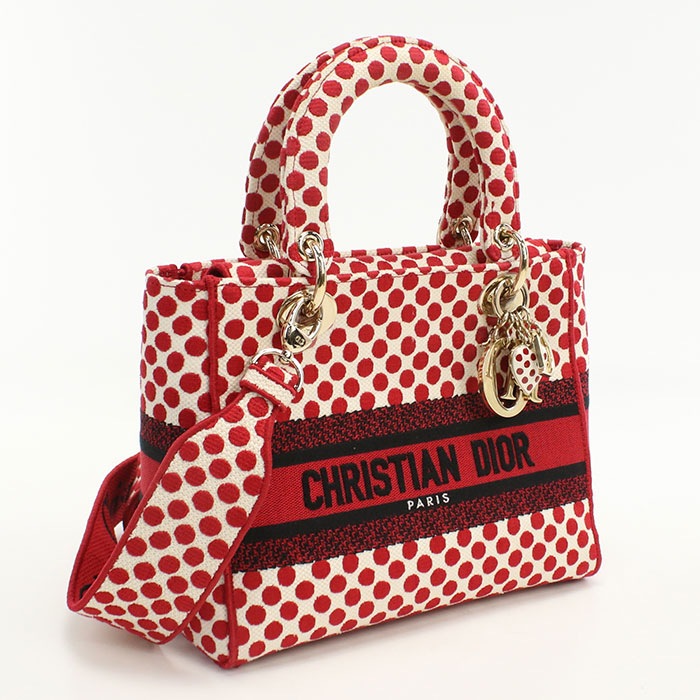 バッグ ミディアム レディ D-ライト ハンドバッグ コットン レッド【中古】 レディース 151,250円