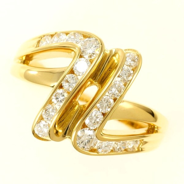 K18 18金 YG リング 12号 ダイヤ 0.59 カード鑑別書 中古