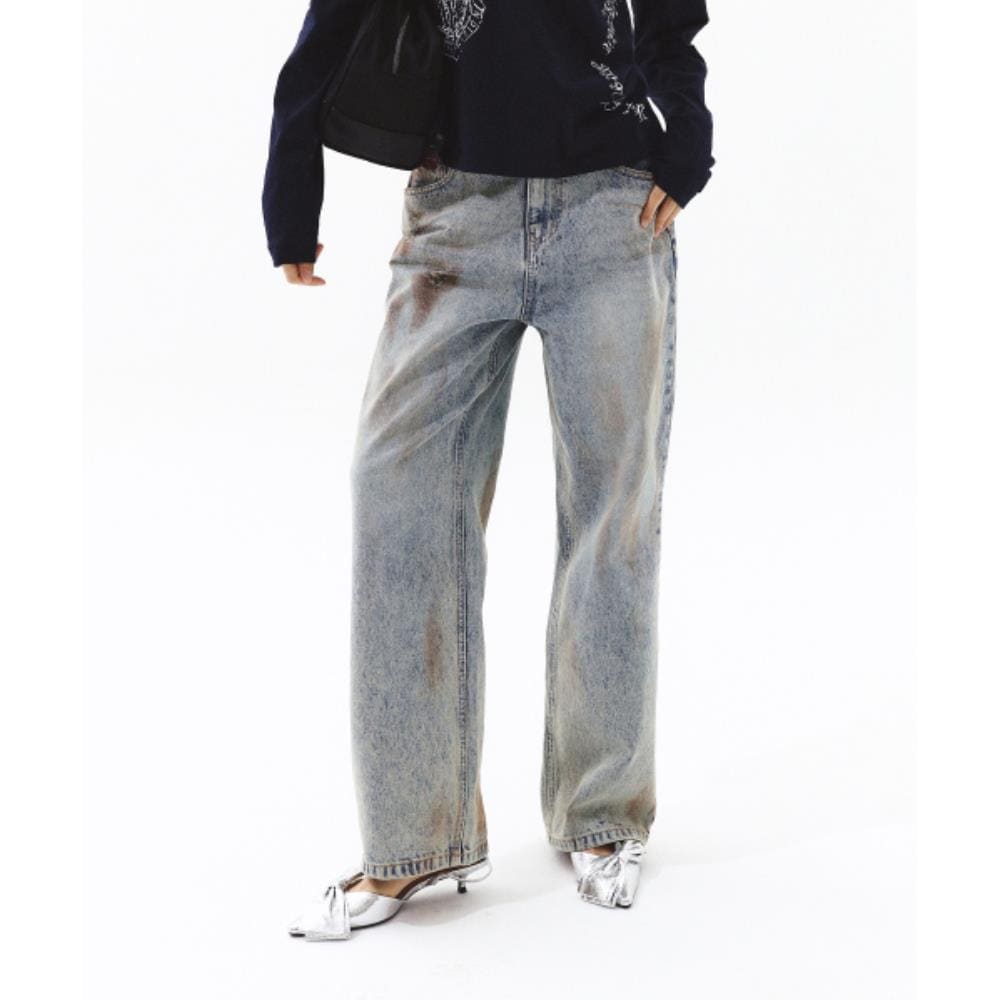 PRENDA BULLET DAMAGED DENIM PANTS WASHED BLUE PRTFSSDP01