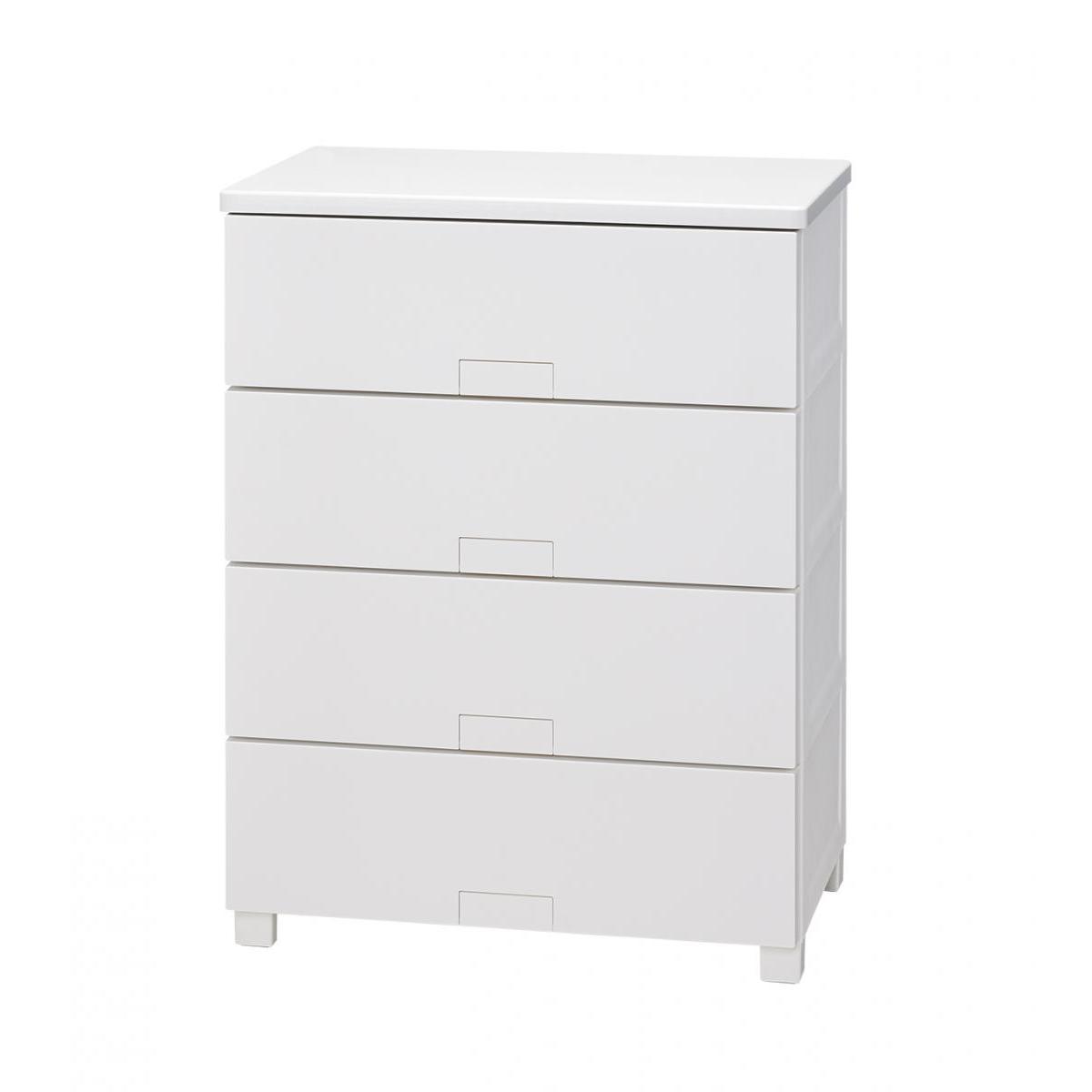 天馬 フィッツチェスト フルフラット 6504 完成品チェスト 4段 ホワイト(幅65×奥行41×高さ85cm)