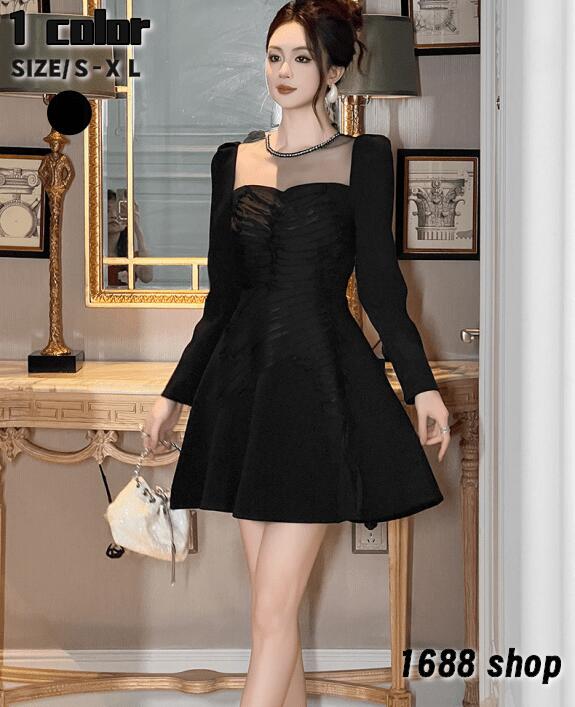 リピーター続出2025 タイトワンピース 姫系ワンピース　シンプル　ワンピース インポート ひざ丈 ミドル丈 エレガント　韓国ファッション シンプル Vネック パーティドレス 長袖　お嬢様 セクシー