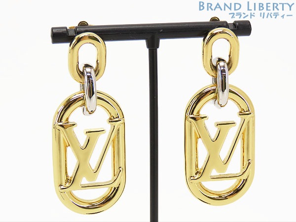 レア美品ルイヴィトンエブリデイチェーンLVスイングピアスゴールドシルバーM00603