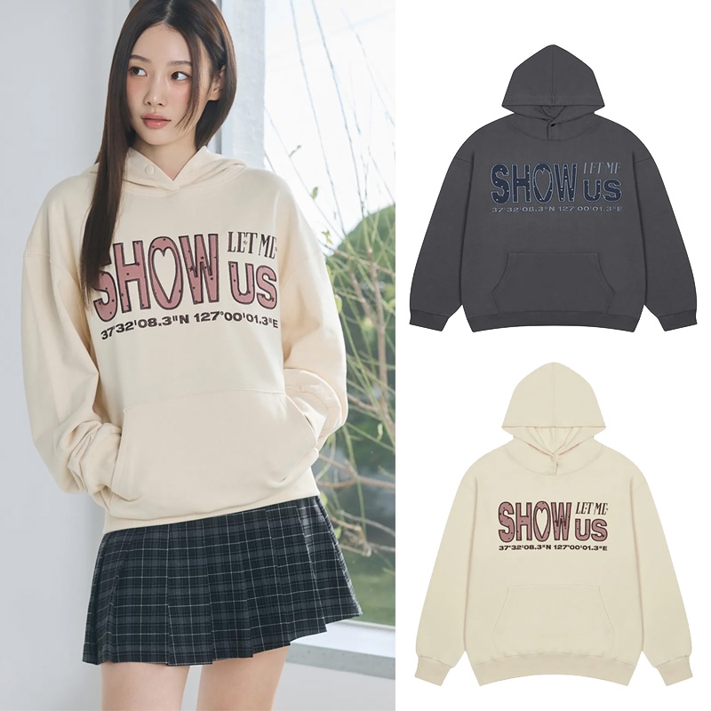 SH SHOW US STAR HOODIE_ CHARCOAL_IVORY