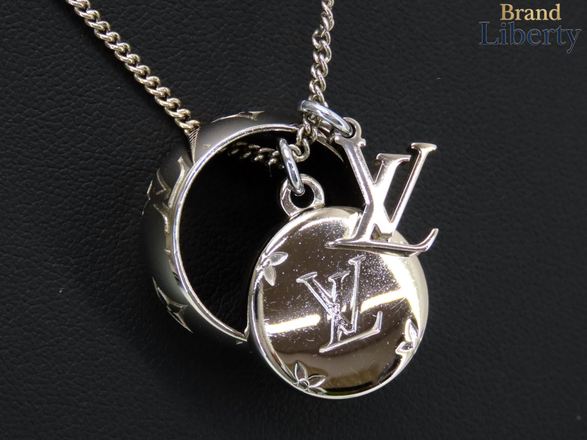 美品ルイヴィトンLOUISVUITTONリングネックレスモノグラムネックレスペンダントリング指輪シルバーM62485