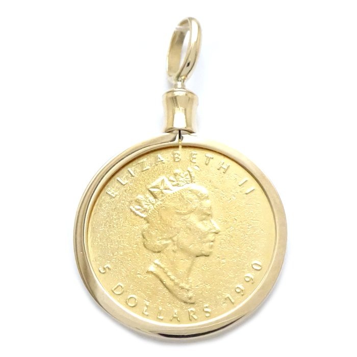 K24 1/10oz カナダ メープルリーフ コイントップ 金貨 エリザベス 5ドル K24YG イエローゴールドxK18YG イエローゴールド /79017【中古】