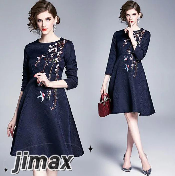 パーティードレス ミニ丈 膝丈 ワンピース 結婚式 チャイナドレス ドレス 二次会 花嫁 袖あり ワンピース ドレス 花柄 刺繍 ワンピース パーティー 二次会 お呼ばれ 結婚式ワンピース パーティー