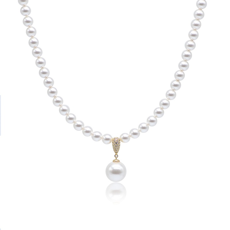 パールペンダントネックレス スワロフスキーパール 6mm 12mmペンダントトップ フォーマル 真珠