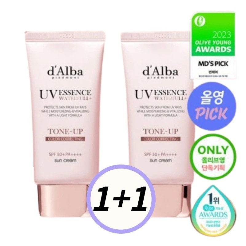 [1+1] ウォータープル トーンアップ 日焼け止め 50ml (SPF50+) ピンク 水光 トーンアップ / 水分鎮静