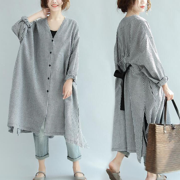 シャツワンピース シャツ カーディガン ロングシャツ ワンピース ポケット付き ライトアウター ブラウジングワンピース 膝丈 ロング チェック 長袖 体型カバー ゆったり 大きめ オーバサイズ