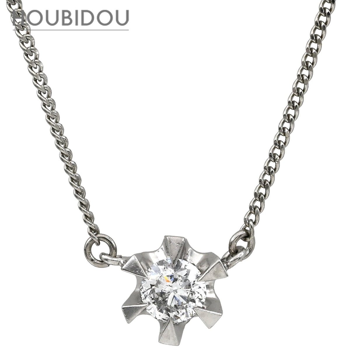 ネックレス ダイヤ 0.32ct ペンダント プラチナシルバー 1石 1粒 ブリリアントカット プラチナ 【中古】