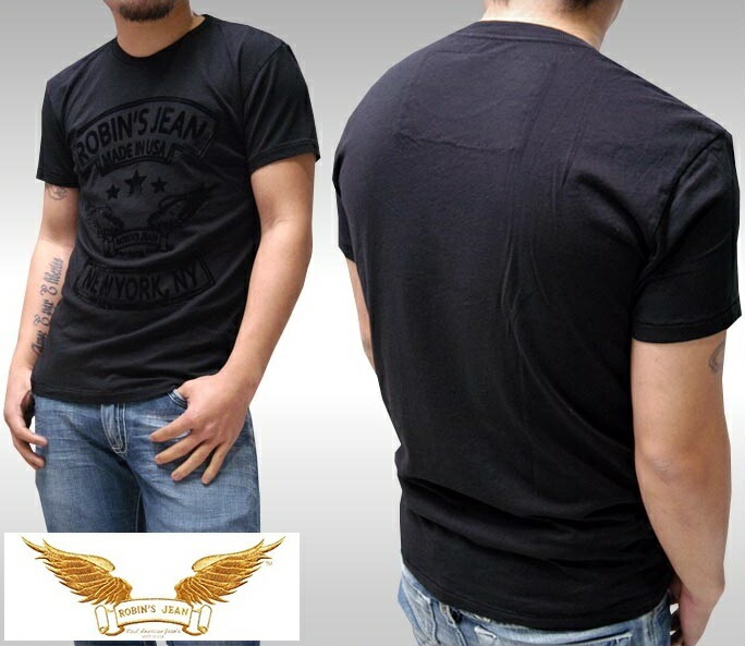 ロビンズジーン メンズ Tシャツ ROBIN S JEAN ウィング ロゴ NY ブラック 半袖 シャツ safari サファリ LEON レオン オーシャンズ 掲載 ジーンズ ブランド ロビンズジー