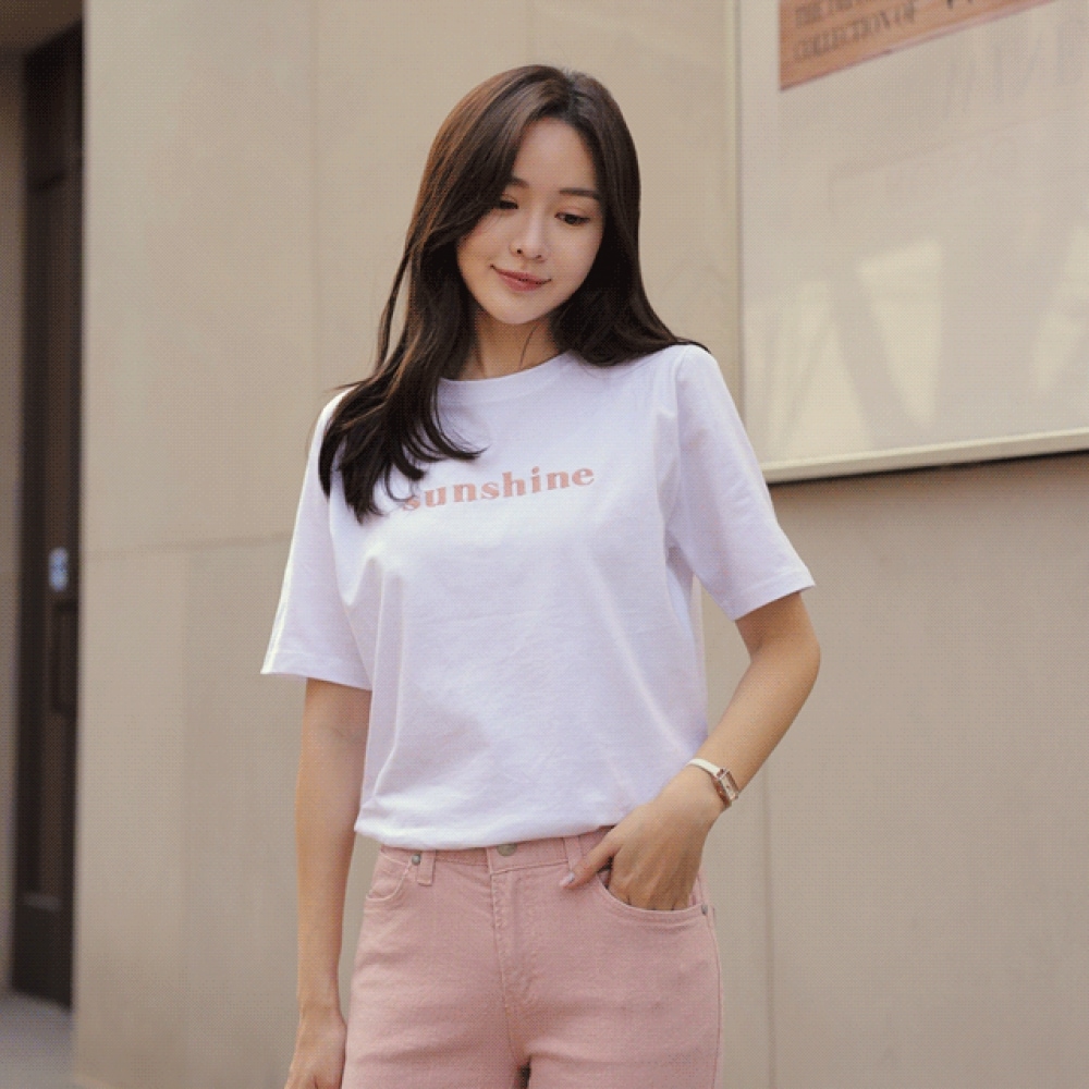 Click & Funny サンシャインエンブロイダリーレタリング T シャツ [FREELサイズ]