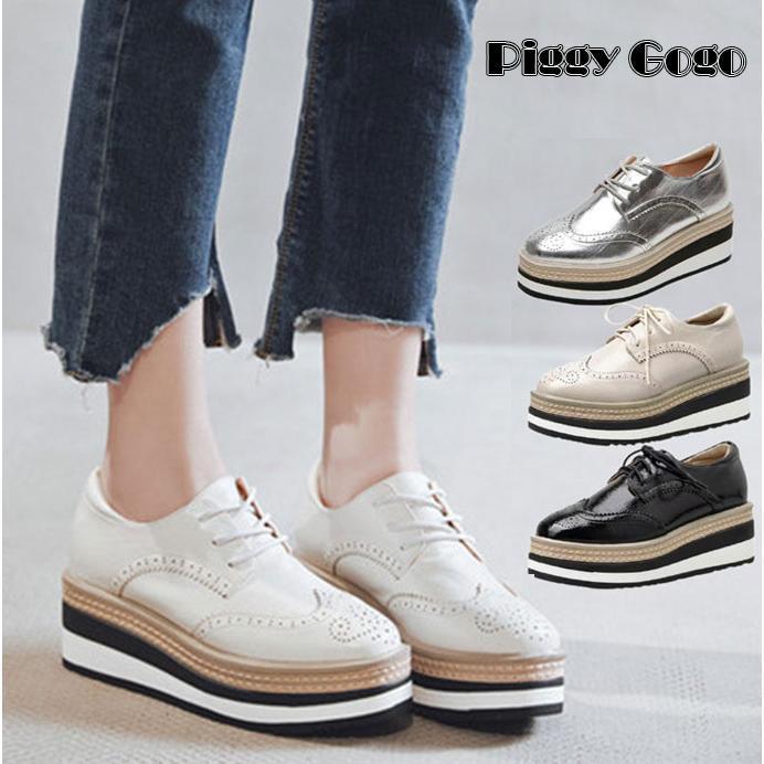 エナメル おしゃれ 可愛い スリッポン レディース 高級感 6.5cm レースアップ 疲れない ローファー ウイングチップ パンプス 厚底 ドレス