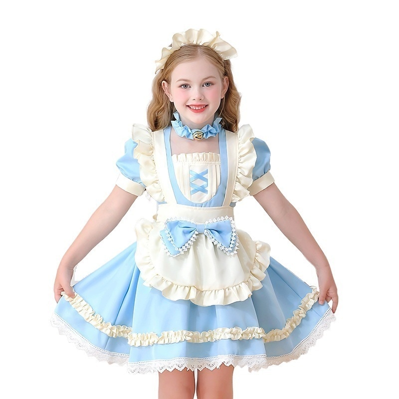ハロウィーン女子メイド服子供ローリ田園荘lolitaワンピース女子ロリータ