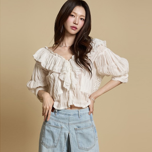 B3097 フリル ブラウス