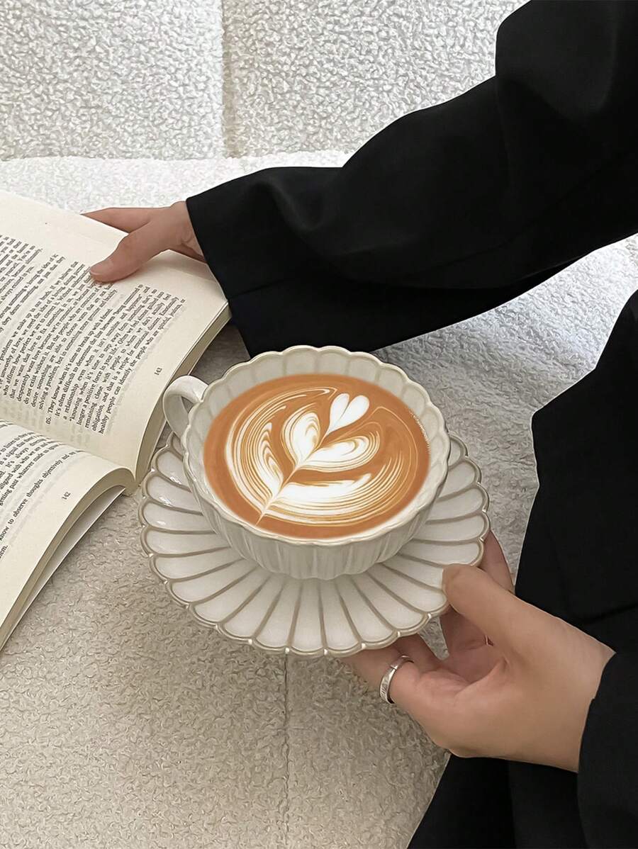 250ml ヴィンテージコーヒーカップ&ソーサーセット 1個/6個入りセラミックラテマグ高級上品カプチーノカッププレミアムアフタヌーンティーセットギフトカフェラテアー