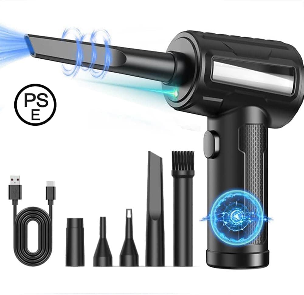 エアダスター 電動エアダスター 強力160000RPM 3段階風力調整 6000mAh 5種類ノズル付 LEDライト付き Type-C充電 超強力エアダスター ミニブロワー pc掃除/車内/キーボード