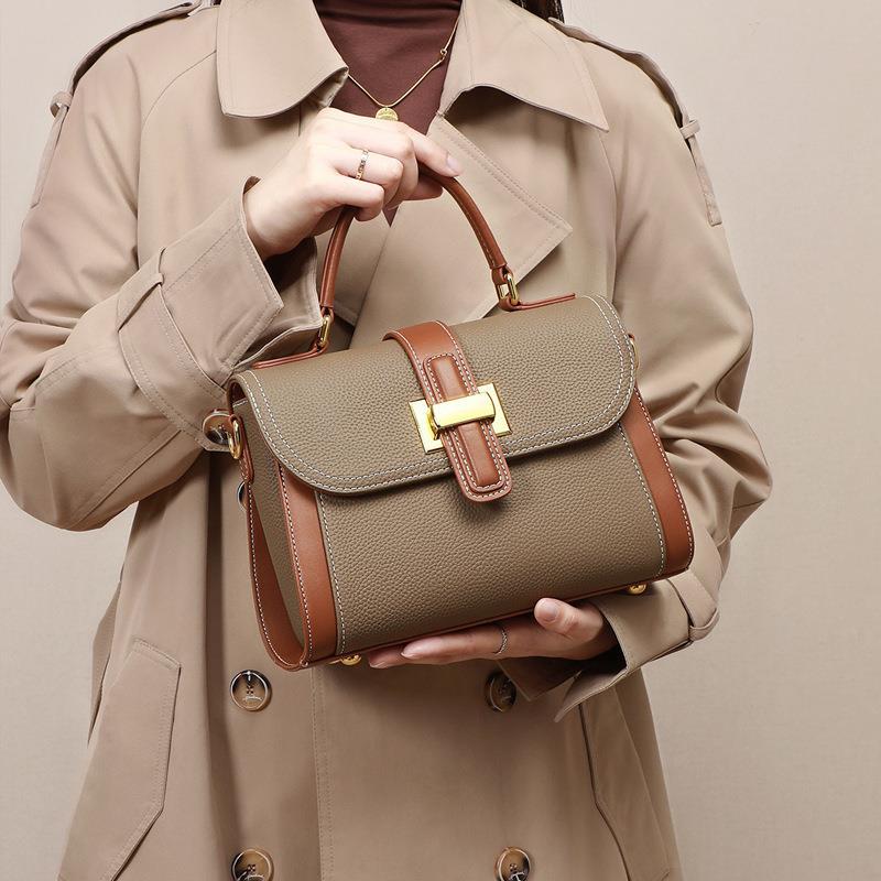 欧米2023新型本革バッグ女性斜めショルダーバッグぶつけ色手提げ本革バッグ夏のワンショルダーファッション女性バッグ