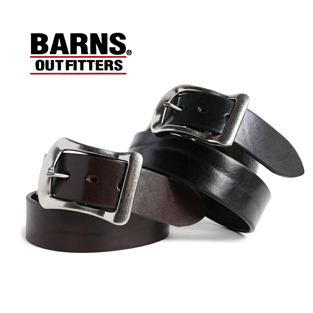 BARNS OUTFITTERS バーンズ 栃木レザー バックル レザー ベルト STANDARD BIG Buckle Leather Belt SILVER BUCKLE ( 本革 アメカジ シル