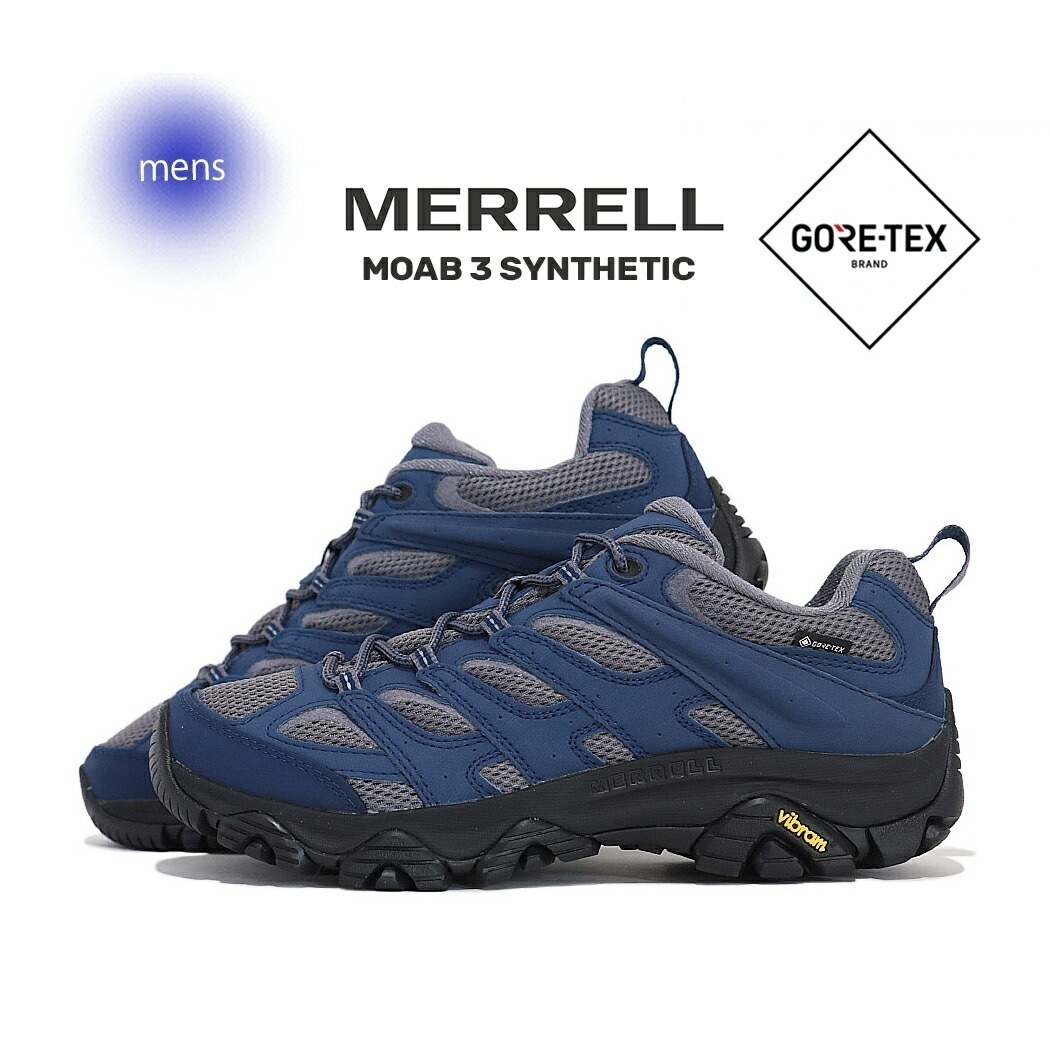MERRELL メレル GORE-TEX MOAB 3 モアブ3 シンセティック ゴアテックス スニーカー SYNTHETIC GREYSTONE ( ブルー 青 撥水 防水 メンズ J500641