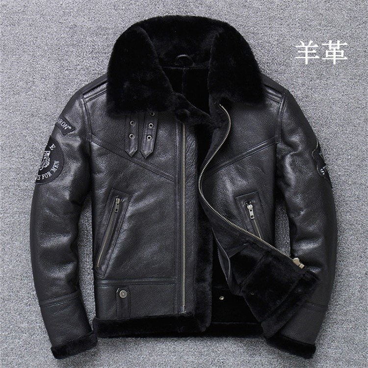 本革ジャケット メンズ　秋冬　バイクジャケット　防風防寒　レザージャケット 羊革ジャン　ウール　30