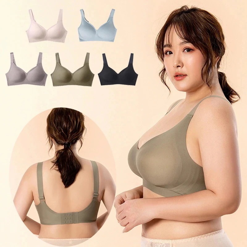 送料無料!2枚組 シームレスブラ レディース 下着 ノンワイヤー ブラジャー 大きいサイズ 70E-100D 脇肉補正 インナー ナイトブラ パッド付きラッキーボックス 4,803円