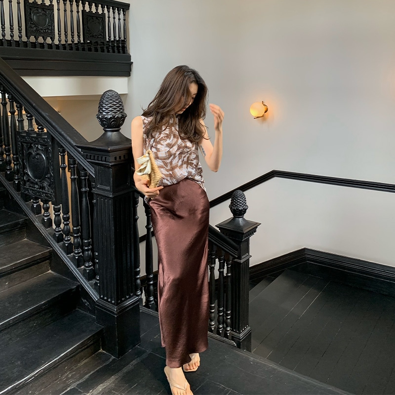 単独で味わい】都市クラシック酸温度光品質のソリッドカラースカートj088