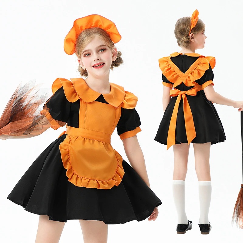 ハロウィン子供用コスチュームカボチャコスチューム魔女コスチュームメイドコスチュームロリータプリンセスドレス女の子パフォーマンスコスチューム