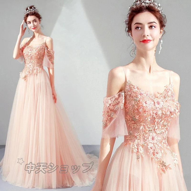 ウェディングドレス 花嫁ドレス イブニングドレス パーティードレス プリンセスドレス フレアワンピース レディース 刺繍 結婚式 披露宴 お出かけ きれいめ 気質
