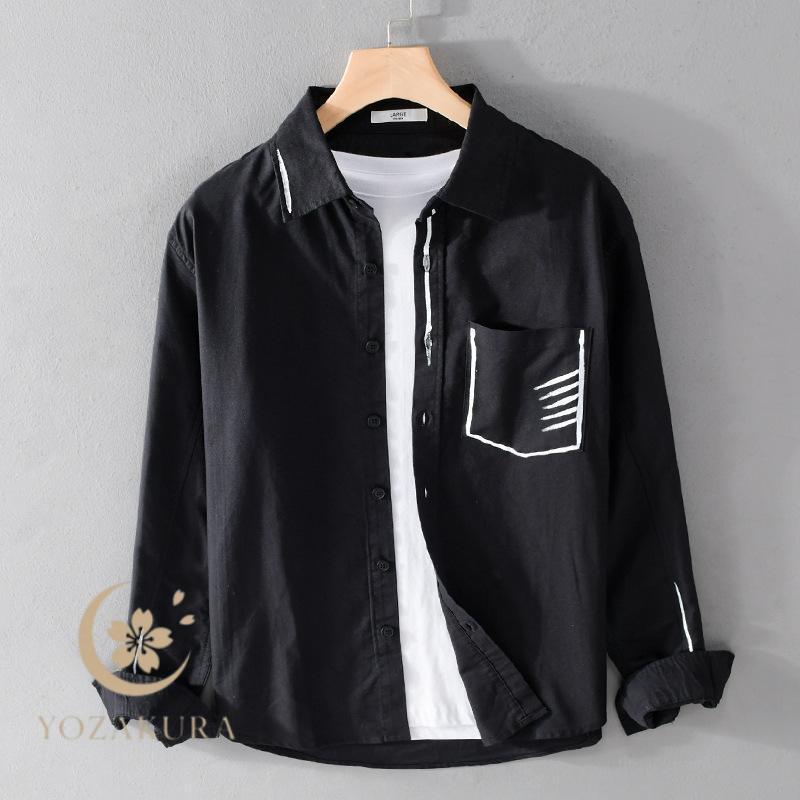 秋冬の新商品 早買い早割 カジュアルシャツ メンズ 長袖 ポケット付き プリント デザイン 個性 羽織り スタイリッシュ ライトアウター おしゃれ キレイめ かっこいい トップス 春 秋 冬カジュアル