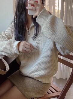 トップス ニット 前開き 長袖 襟付き もこもこ ふわふわ ファスナー モヘア かわいい 大人可愛い きれいめ シンプル カジュアル 上品 おしゃれ こなれ感 ガーリー 主役級 存在感 ラブリー キュ