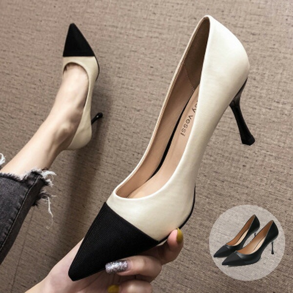 ポインテッドトゥパンプス レディース 秋冬 痛くない 低反発 美脚魅せハイヒール 7cmヒール パンプス 痛くない レディース ピンヒール ファー付き フェイクファー 大きいサイズ 小さいサイズ 歩き