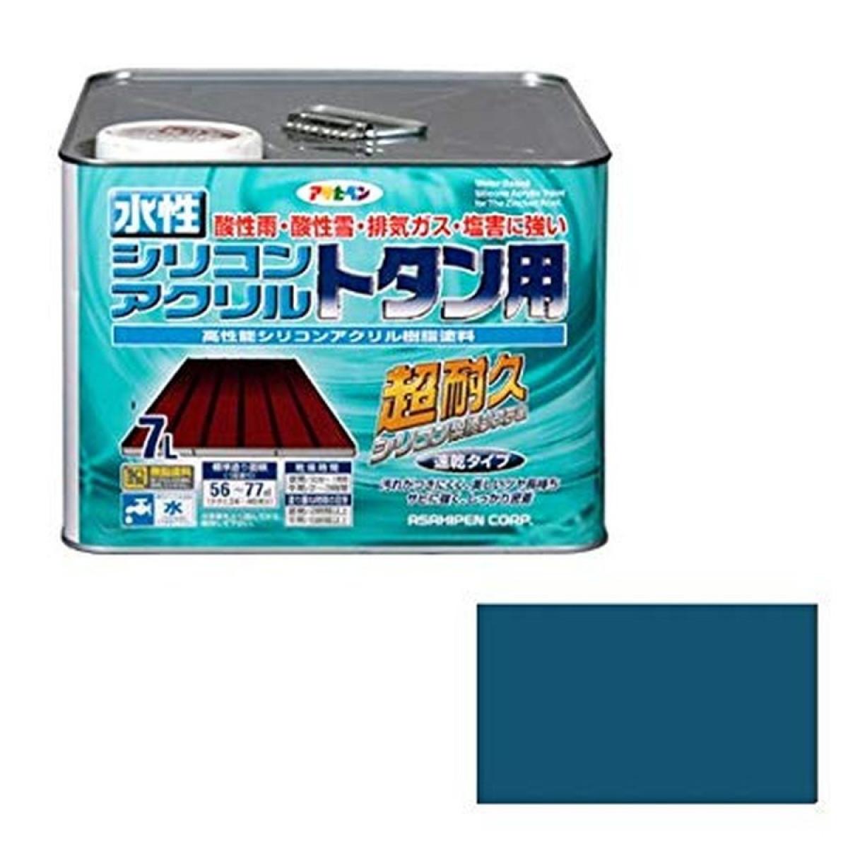 アサヒペン 水性シリコンアクリルトタン用 オーシャンブルー 7L