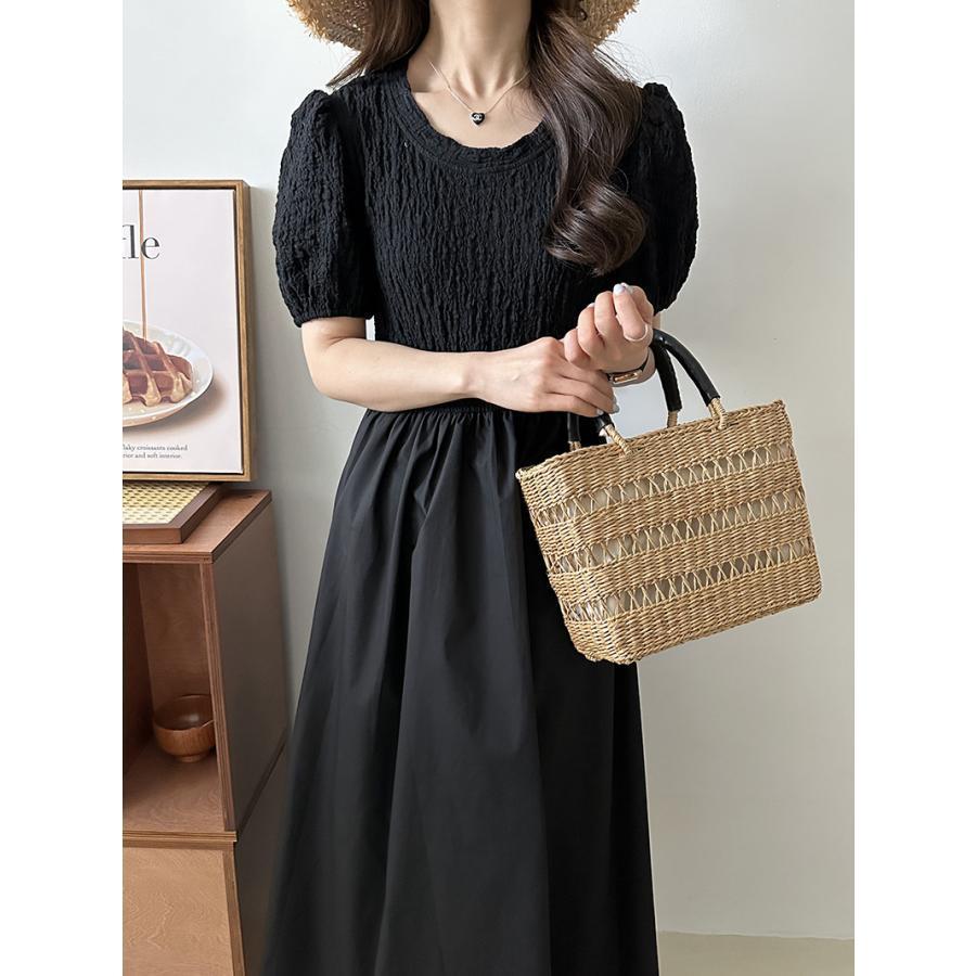 白ワンピース レディース 夏 リゾートワンピース レトロ パフスリーブ aライン おしゃれ 無地 着痩せ きれいめ ロング丈 マキシ丈